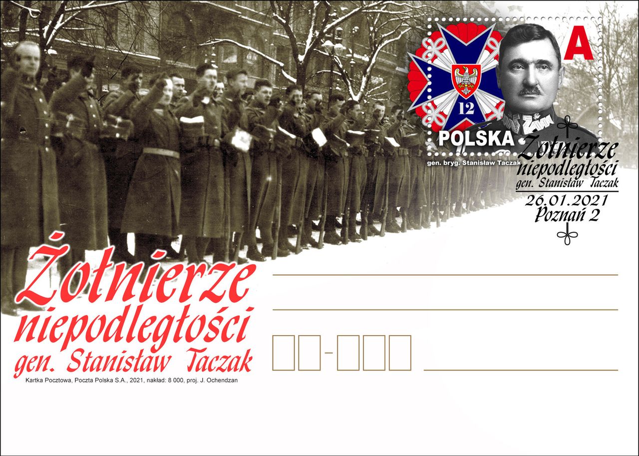 Wyjątkowa pocztówka z wizerunkiem gen. Taczaka z okazji święta 12. WBOT