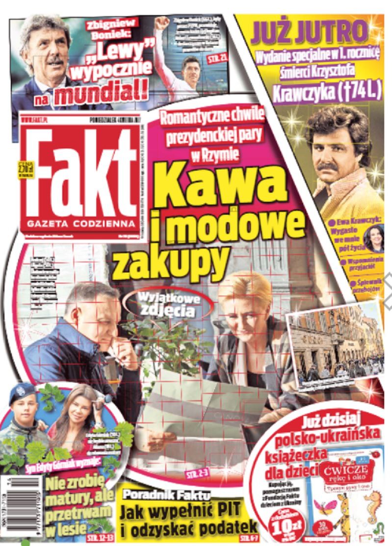 Andrzej Duda i Agata Duda w Rzymie - okładka Faktu 04.04.2022