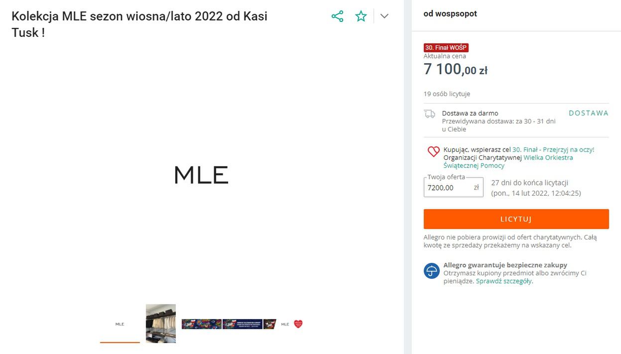 Kasia Tusk - aukcje WOŚP 2022