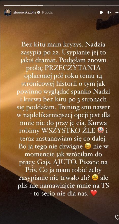 Zosia Zborowska o usypianiu córki