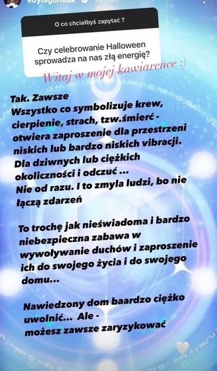 Edyta Górniak ostrzega przed Halloween