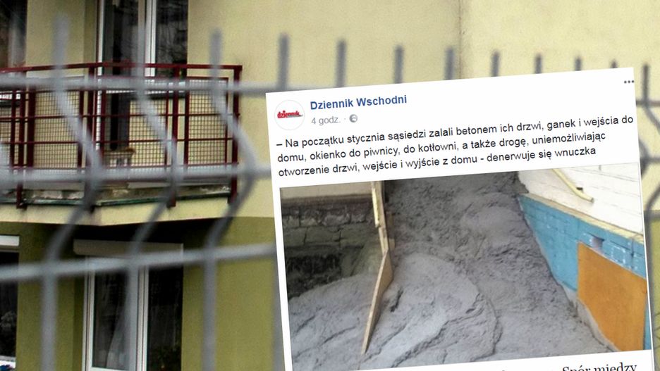 Zalali betonem wejście do domu sąsiadów