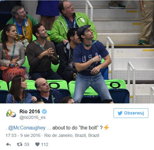 Matthew McConaughey z żoną na Rio 2016