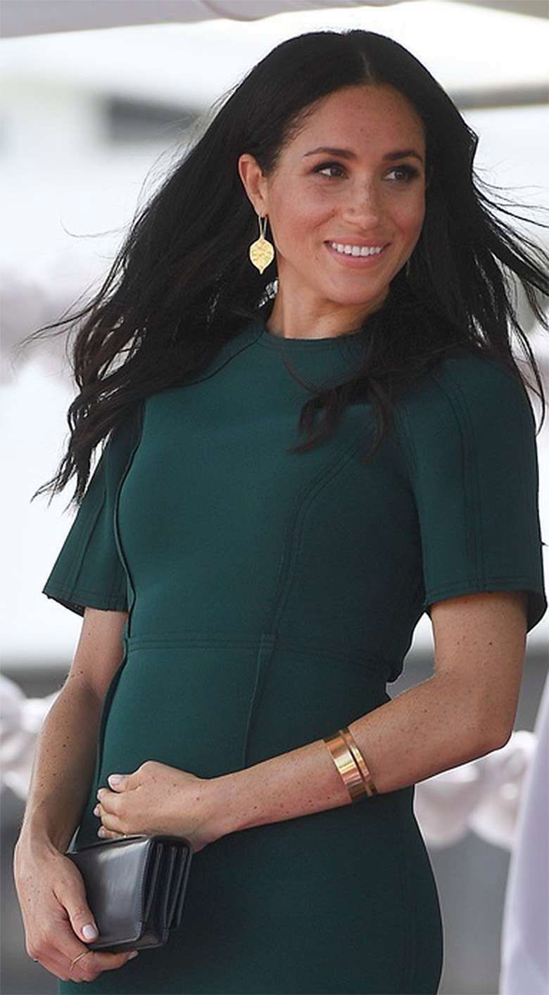 Meghan Markle w ciąży na Fidżi w zielonej kreacji