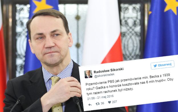 Radosław Sikorski komentuje wystąpienie Beaty Szydło. "Gadka o honorze kosztowała nas 6 mln trupów"