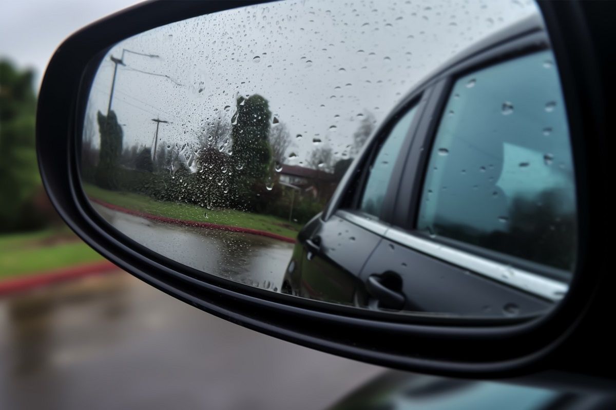 Czym czyścić lusterka w samochodzie, żeby zachować widoczność w deszczu? Fot. Freepik