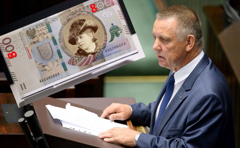 Marian Banaś i wizualizacja, jak mógłby wyglądać nowy banknot