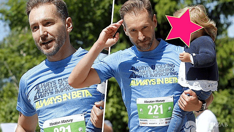 Piotr Kraśko z córką Laurą w maratonie