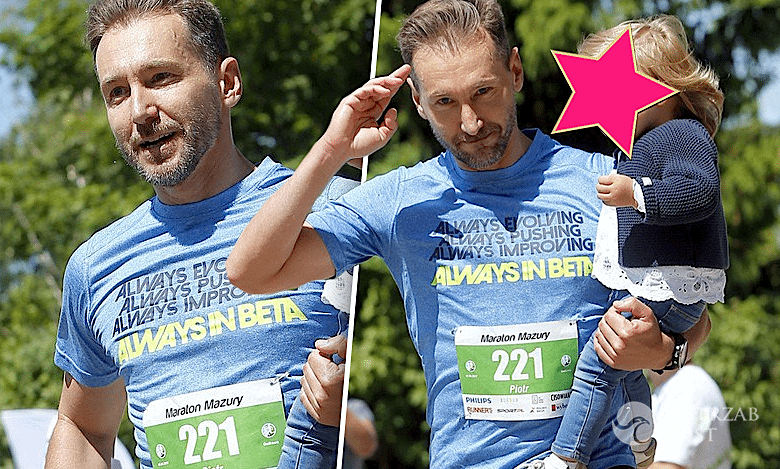 Piotr Kraśko z córką Laurą w maratonie