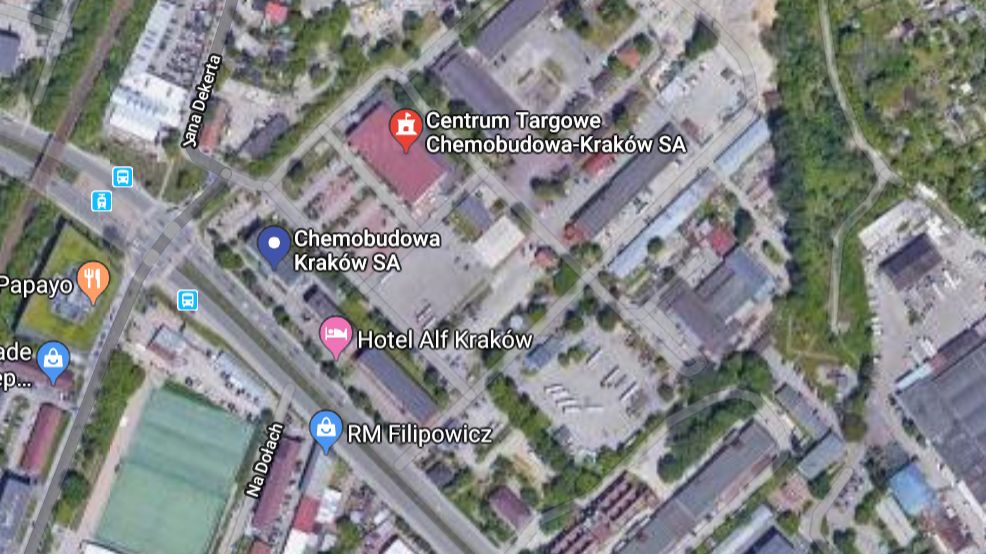 Zdjęcie satelitarne nieruchomości Chemobudowy Kraków