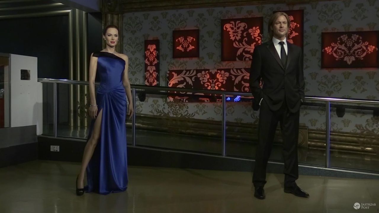 Figury Angeliny Jolie i Brada Pitta w muzeum Madame Tussauds rodzielone