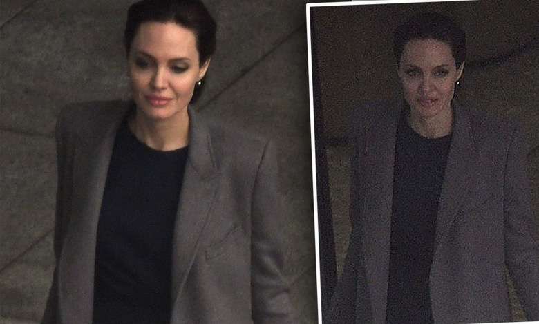 Angelina Jolie z dwiema drogimi torbami na lotnisku