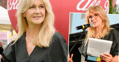 Grażyna Torbicka w nienagannej stylizacji na festiwalu filmowym. Uwaga wszystkich skierowana na buty. Piękne!