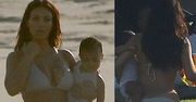 Kim Kardashian w bikini i z córką na rękach