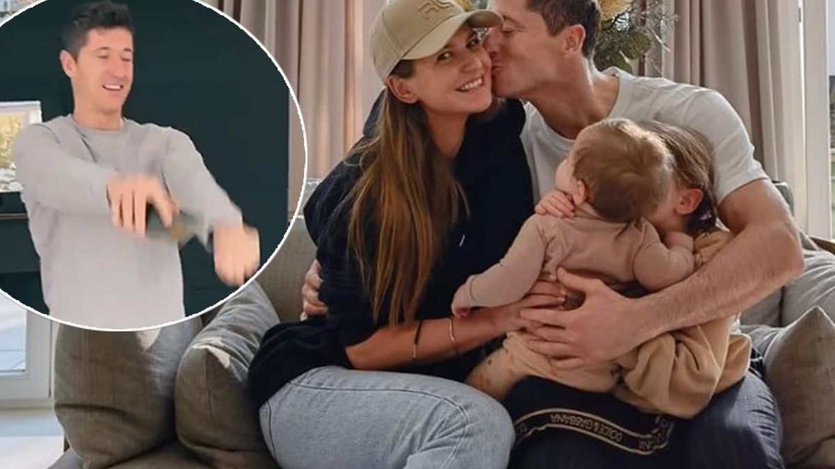 Robert Lewandowski i Anna Lewandowska z córkami