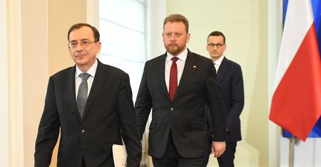 Konferencja Morawieckiego i ministrów: Szumowskiego, Kamińskiego, Gowina oraz Piontkowskiego