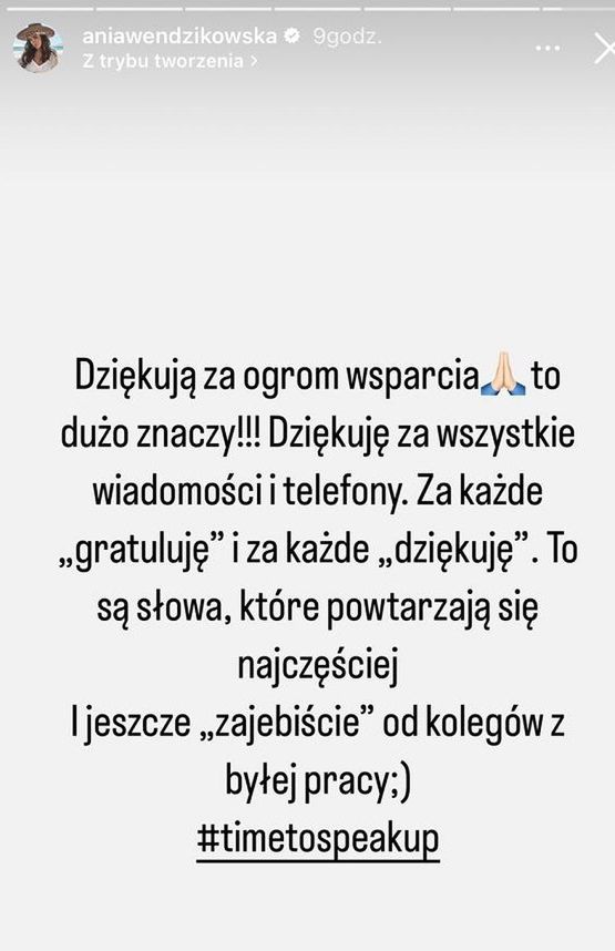 Anna Wendzikowska wydała oświadczenie