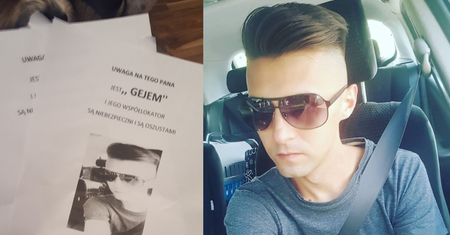 Stalker wie, co i kiedy robi Adam. Grozi mu gwałtem i rozwiesza ogłoszenia: "gej i groźny przestępca"
