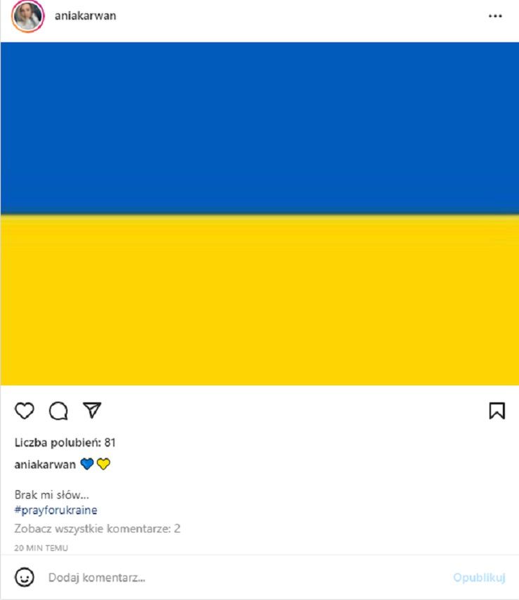 Ania Karwan solidaryzuje się z Ukrainą