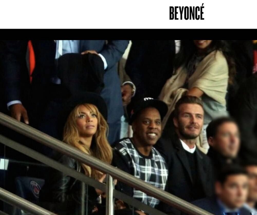 Beyonce, Jay-Z, David Beckham
Fotografia: screen z Beyonce.com