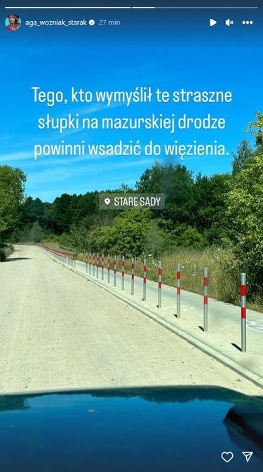 Agnieszka Woźniak-Starak pokazała słupki przy drodze