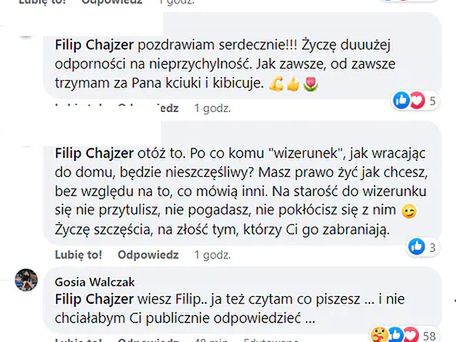 Małgorzata Walczak odpowiada na komentarz Filipa Chajzera