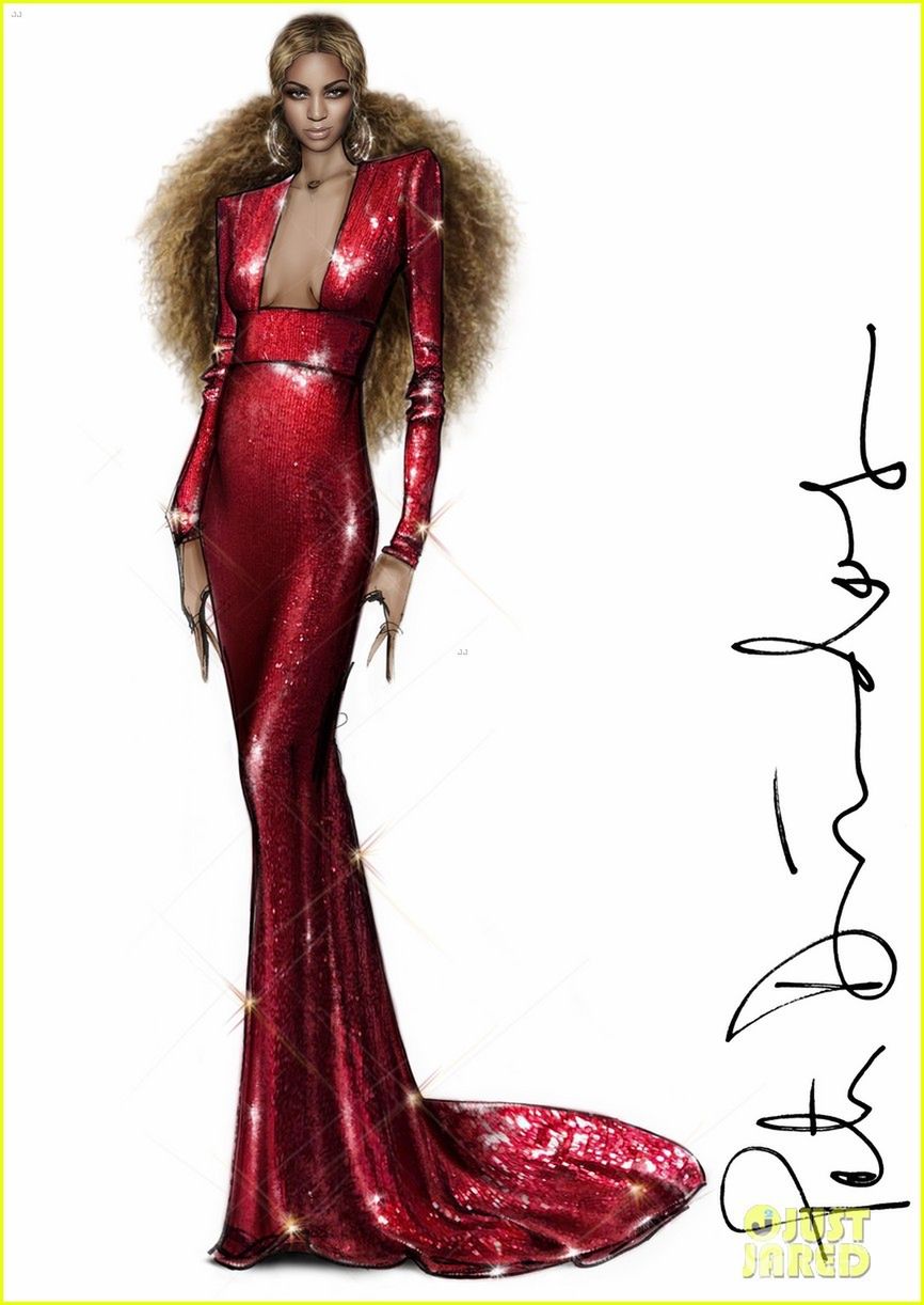 Szkic sukienki Beyonce na Grammy 2017