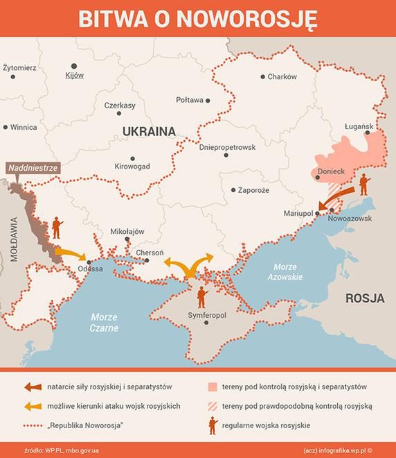 Obawy o wielką rosyjską ofensywę na południową Ukrainę nie są niczym nowym. Ta mapa przedstawia scenariusz rysowany w maju 2014 roku. 