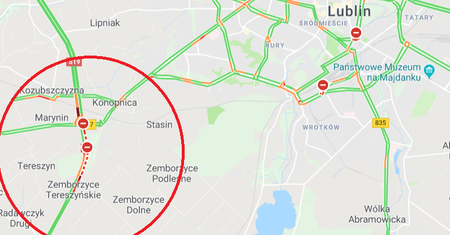 Wypadek k. Lublina. Płonie ciężarówka na obwodnicy, trasa zablokowana