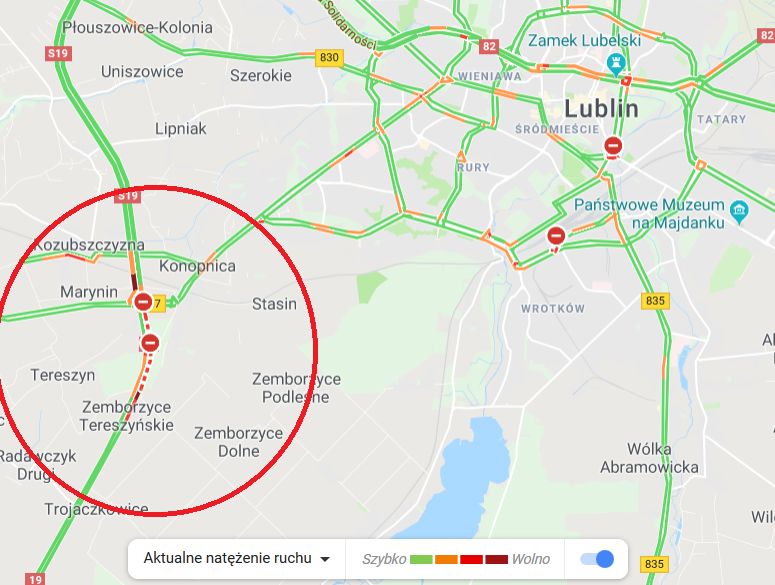 Wpadek na DK19. Spore utrudnienia 