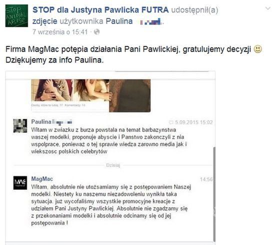 MagMac zakończyło współpracę z Justyną Pawlicką