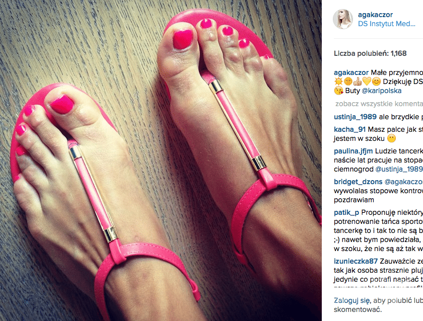 Zdjęcie zniszczonych stóp Agnieszki Kaczorowskiej na Instagramie