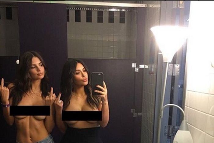 Emily Ratajkowski i Kim Kardashian pozują topless