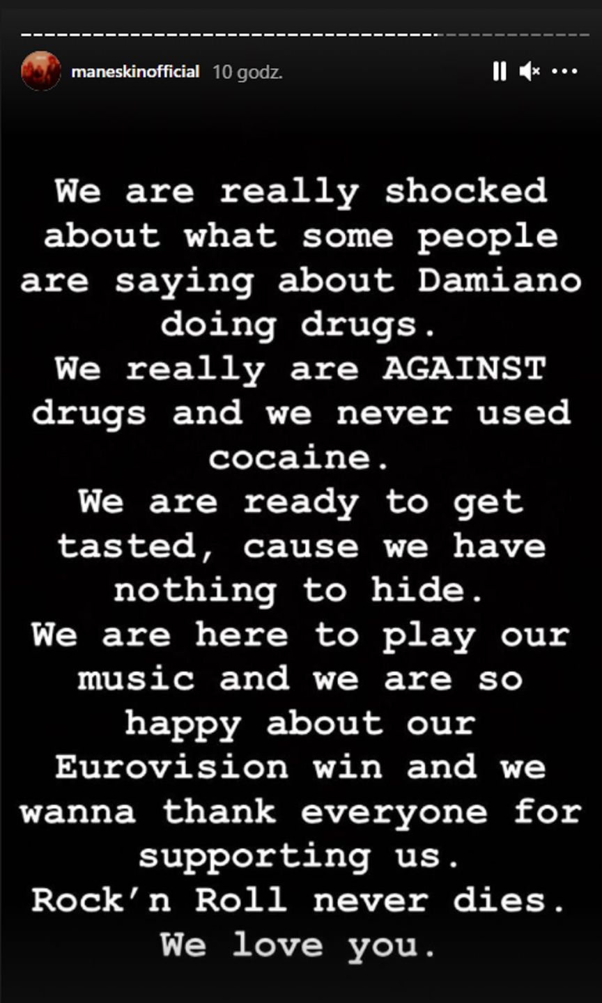Oświadczenie zespołu Maneskin
