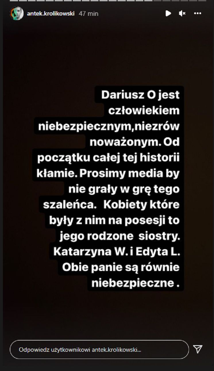 Antek Królikowski o strzelaninie z udziałem teścia