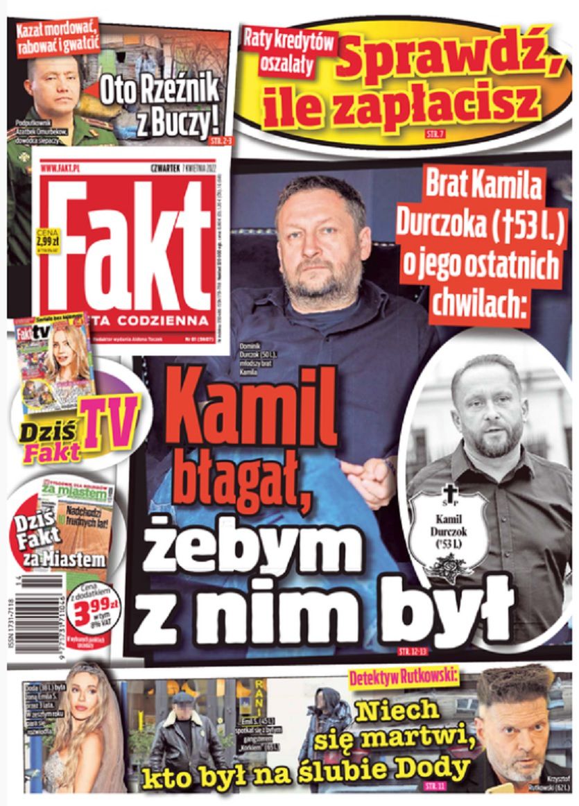 Dominik Durczok - okładka Fakt 07.04.2022