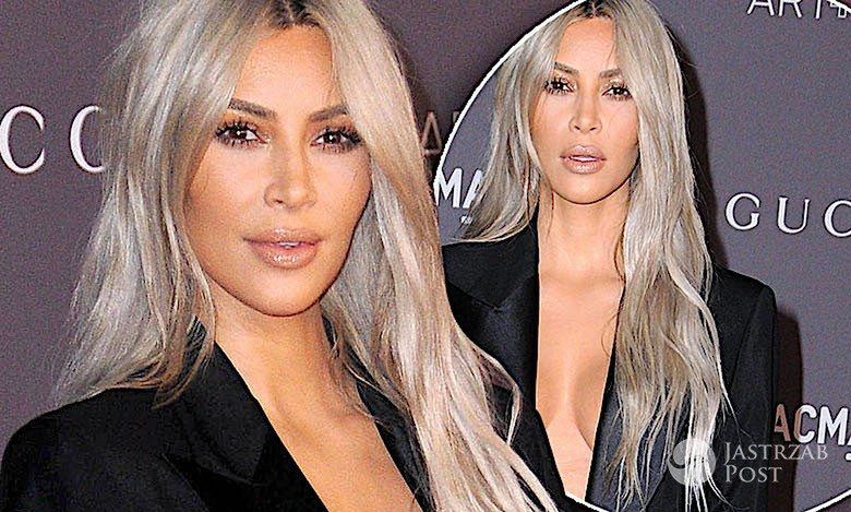 Kim Kardashian przyszła na wielką galę bez bluzki! Jej piersi o mało nie wypadły spod marynarki!