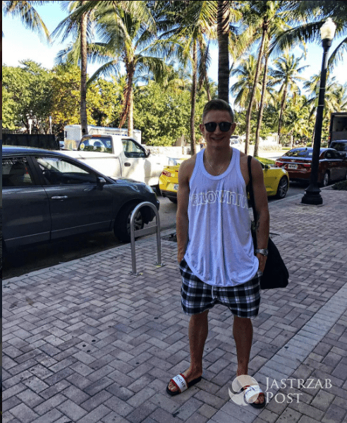 Kuba Rzeźniczak z żoną Edytą w Miami