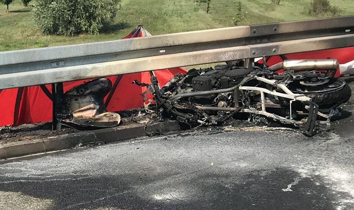 Ostrów Wielkopolski. Tragiczny wypadek, spłonął motocyklista