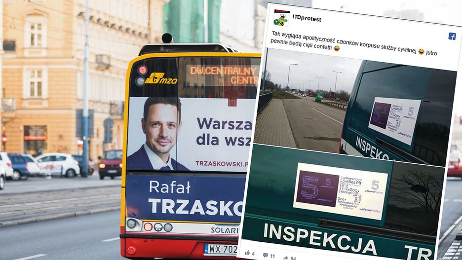 W odpowiedzi na zarzuty ws. reklam na stołecznych autobusach PO przypomina plakaty PiS na radiowozach ITD