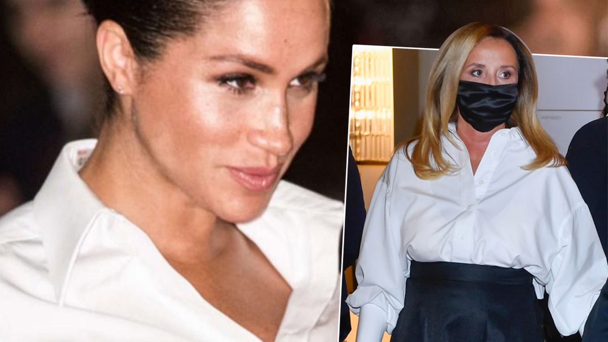 Mamy polską Meghan Markle! Żona Jacka Kurskiego odtworzyła stylizację księżnej sprzed 2 lat. Wyglądają identycznie