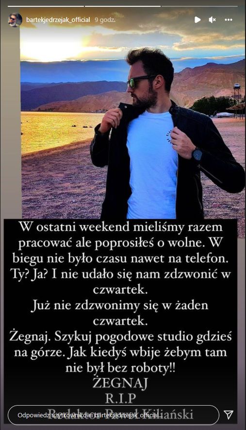 Bartek Jędrzejak żegna zamordowanego dziennikarza TVN