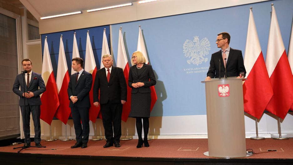 Nowi współpracownicy premiera Morawieckiego: Michał  Dworczyk, Marek Suski i Joanna Kopcińska
