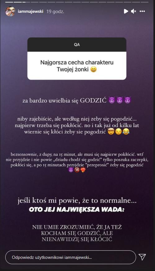 Skrin z InstaStories Daniela Majewskiego