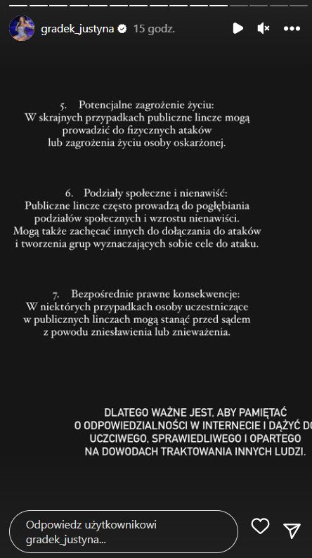 Justyna Gradek atakuje Sylwestra Wardęgę po aferze Pandora Gate (fot. Instagram)