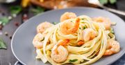 Tagliatelle z krewetkami w sosie kurkowym