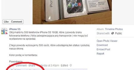 Czy kiedykolwiek udostępniłeś facebookowy wpis o konkursie?