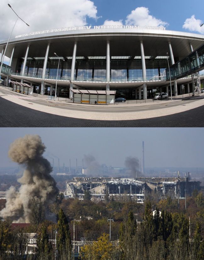 Ukraina - lotnisko w Doniecku  wczoraj i dziś