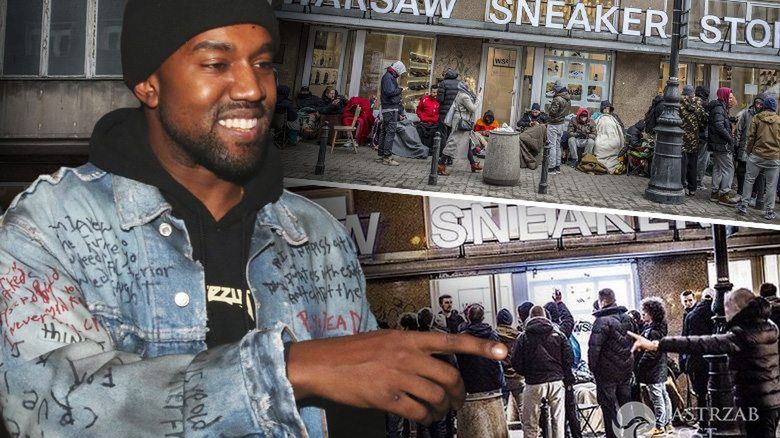 Kolejka pod sklepem w warszawie po buty Kanye Westa (fot. ONS, East News, Instagram)