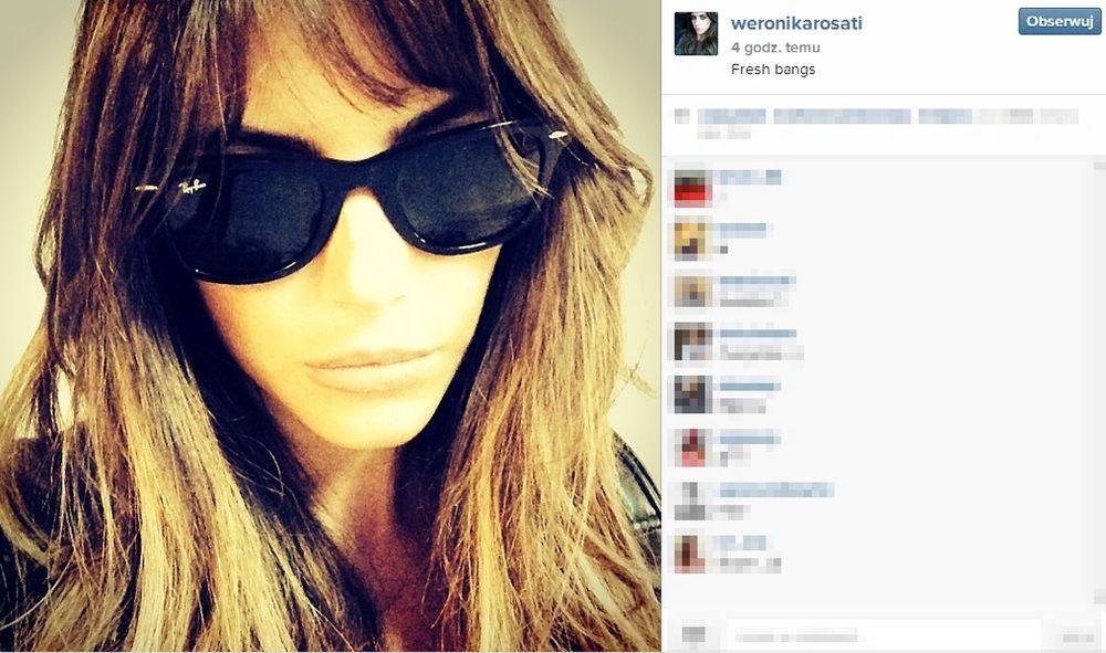 Weronika Rosati z grzywką zdjęcie: Instagram